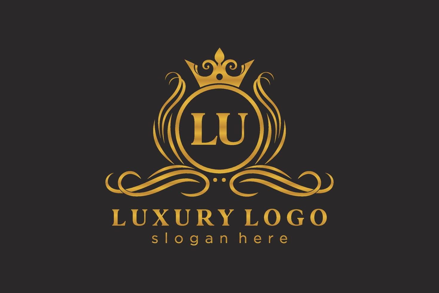 Initial Lu Letter Royal Luxury Logo Vorlage in Vektorgrafiken für Restaurant, Lizenzgebühren, Boutique, Café, Hotel, heraldisch, Schmuck, Mode und andere Vektorillustrationen. vektor