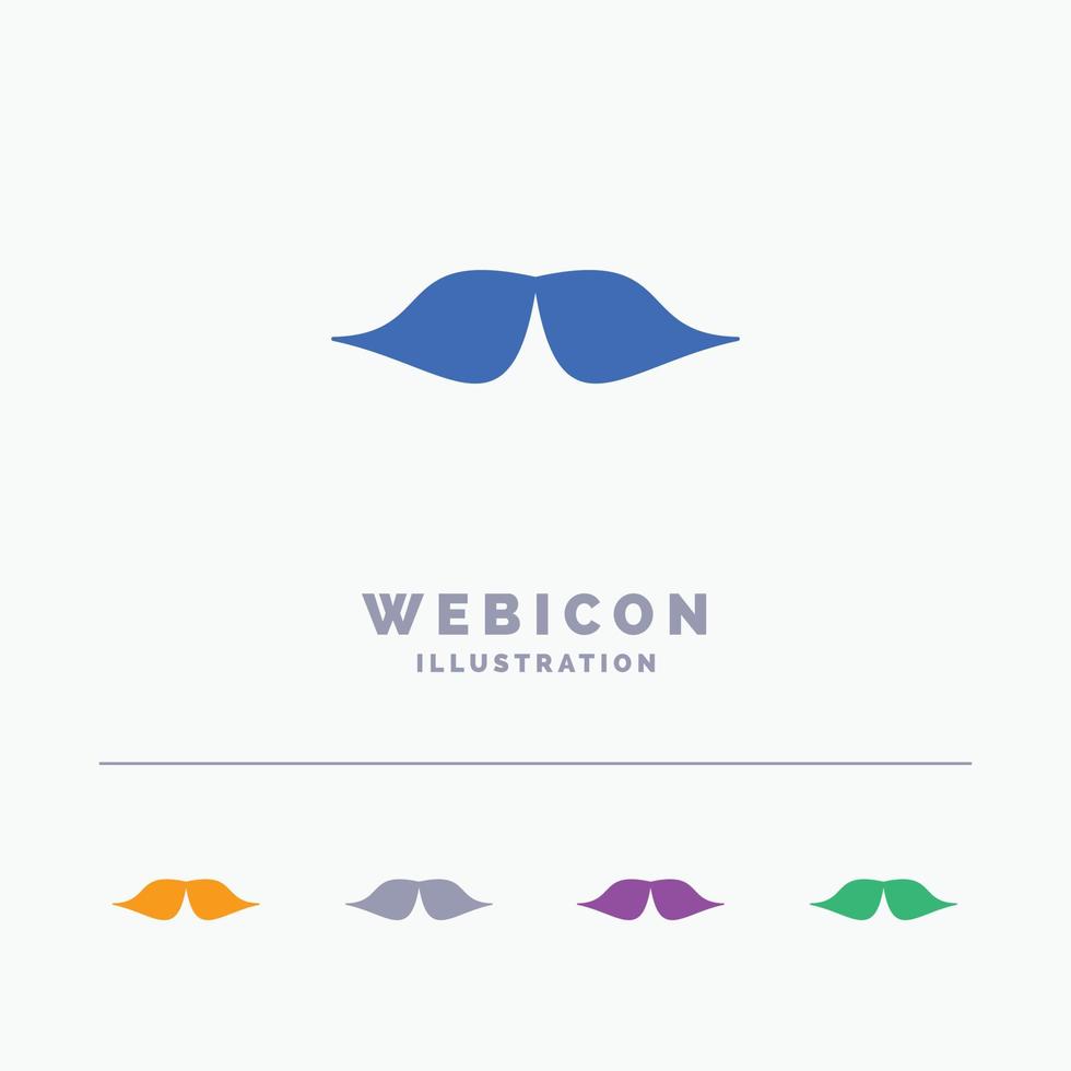 mustasch. hipster. flyttar. manlig. män 5 Färg glyf webb ikon mall isolerat på vit. vektor illustration
