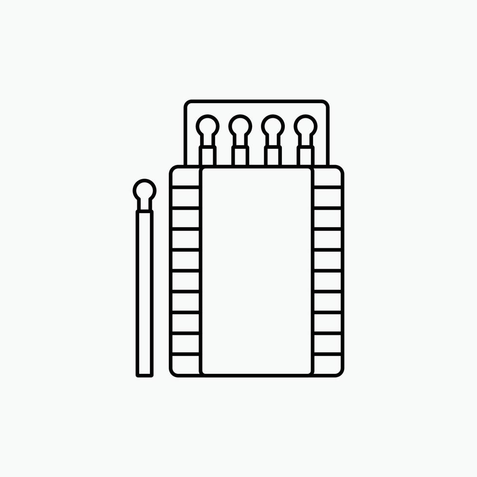 Streichhölzer. Camping. Feuer. Lagerfeuer. Feldzeilensymbol. vektor isolierte illustration