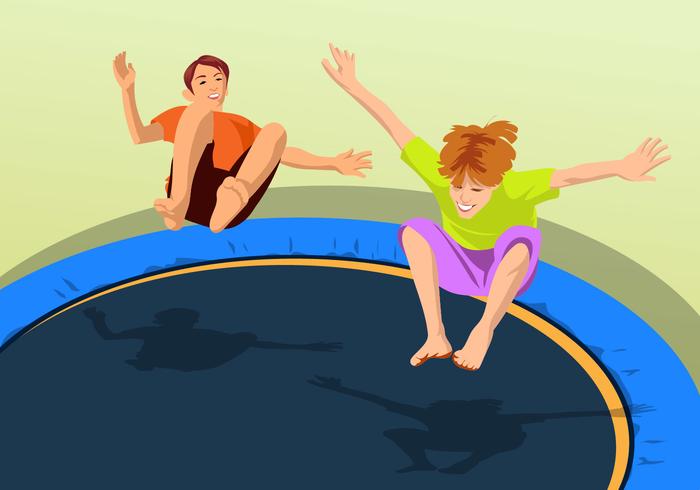 Bouncing auf einem Trampolin vektor