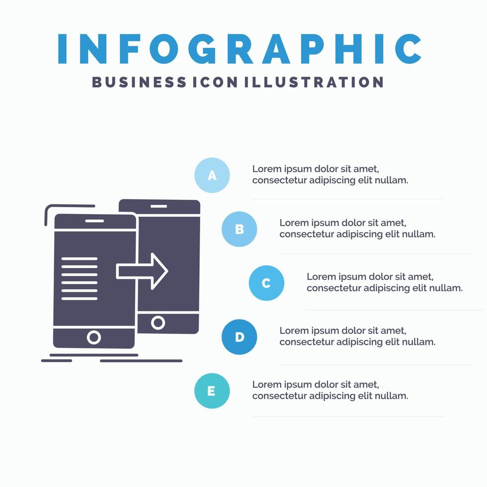 data. delning. synkronisera. synkronisering. synkronisering infographics mall för hemsida och presentation. glyf grå ikon med blå infographic stil vektor illustration.