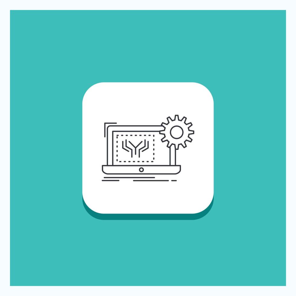 Runder Knopf für Blaupause. Schaltkreis. Elektronik. Ingenieurwesen. Hardware-Liniensymbol türkisfarbener Hintergrund vektor