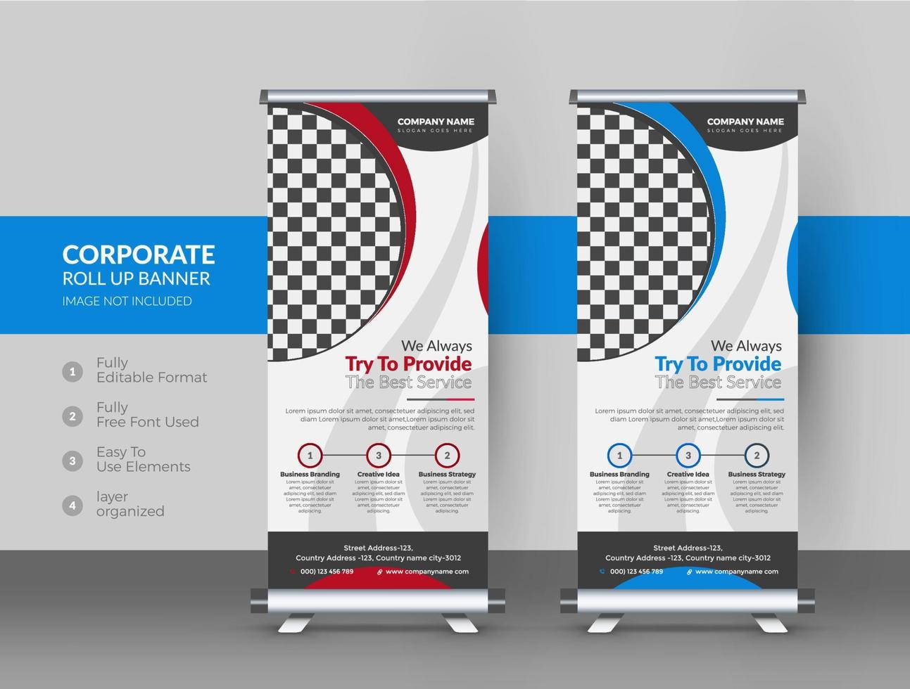Roll-up-Banner-Design-Vorlage für Unternehmen und Unternehmen vektor