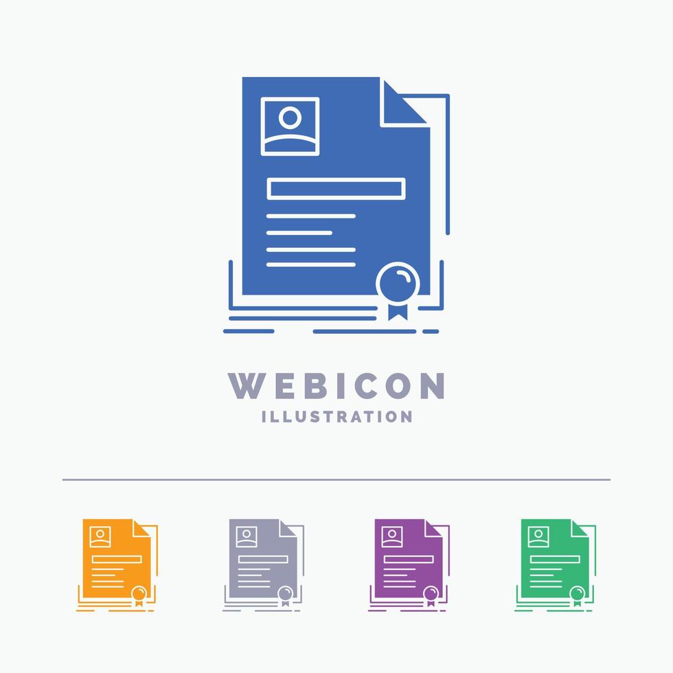 avtal. bricka. företag. avtal. certifikat 5 Färg glyf webb ikon mall isolerat på vit. vektor illustration