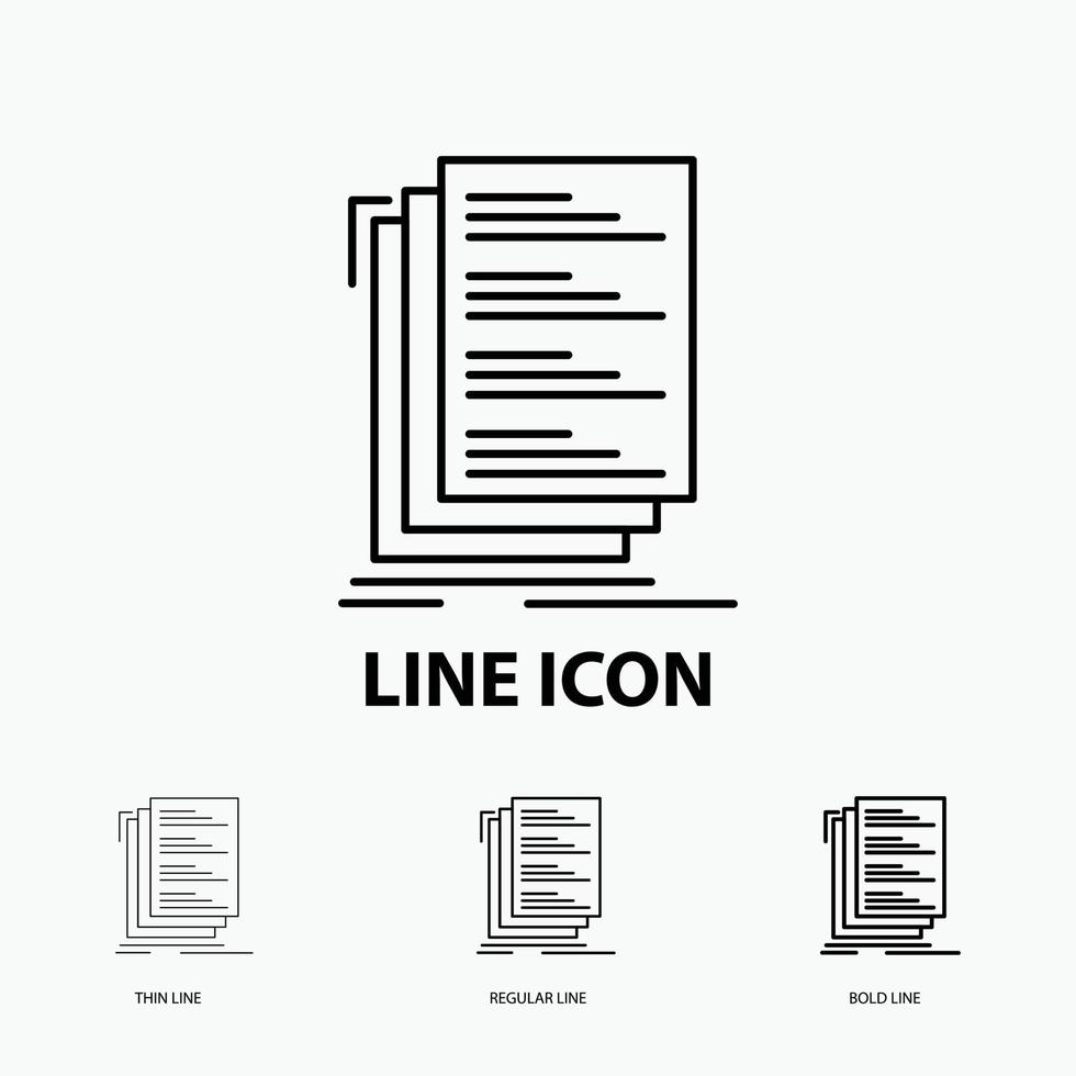 Code. Kodierung. kompilieren. Dateien. Listensymbol in dünn. regelmäßiger und fetter Linienstil. Vektor-Illustration vektor