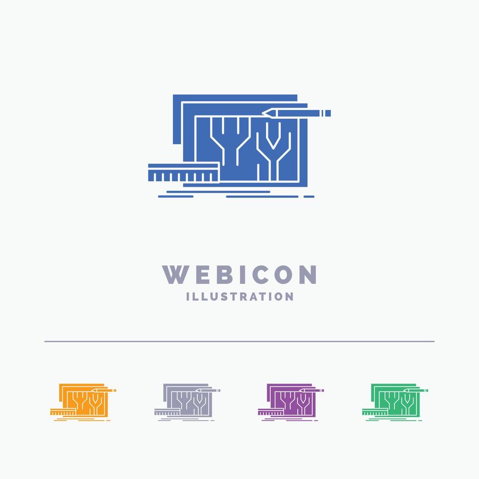 die Architektur. Entwurf. Schaltkreis. Entwurf. Engineering 5-Farben-Glyphen-Web-Icon-Vorlage isoliert auf Weiß. Vektor-Illustration vektor