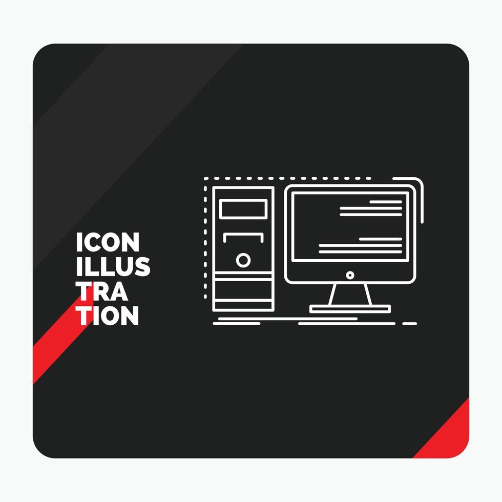 röd och svart kreativ presentation bakgrund för dator. skrivbordet. hårdvara. arbetsstation. systemet linje ikon vektor