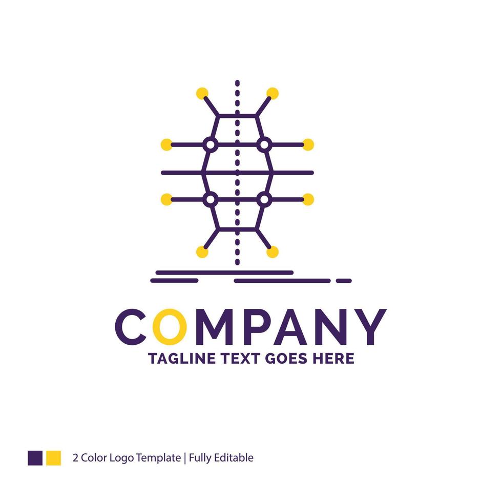 Logo-Design des Firmennamens für Verteilung, Netz, Infrastruktur, Netzwerk, Smart. lila und gelbes markendesign mit platz für tagline. vektor