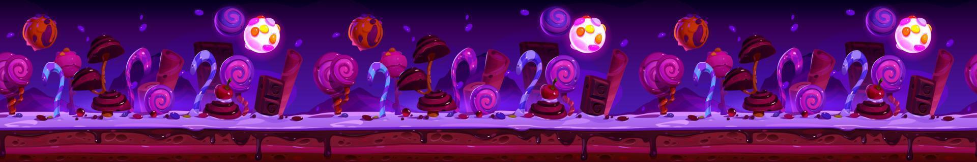 candy planet nacht landschaft cartoon spielplattform vektor