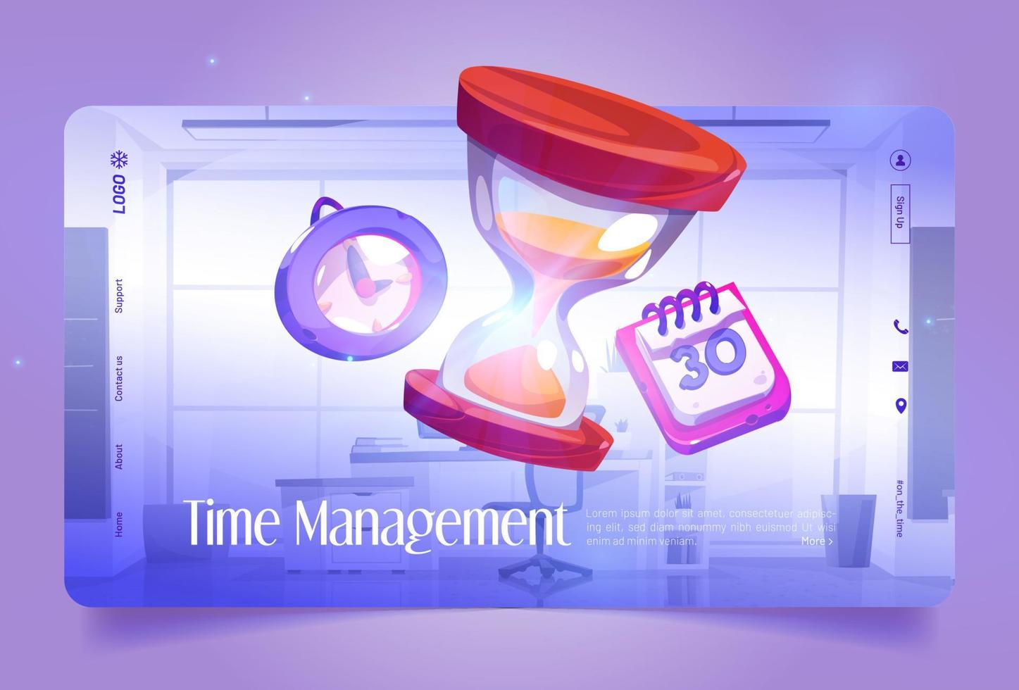 tid förvaltning baner med kalender och klocka vektor