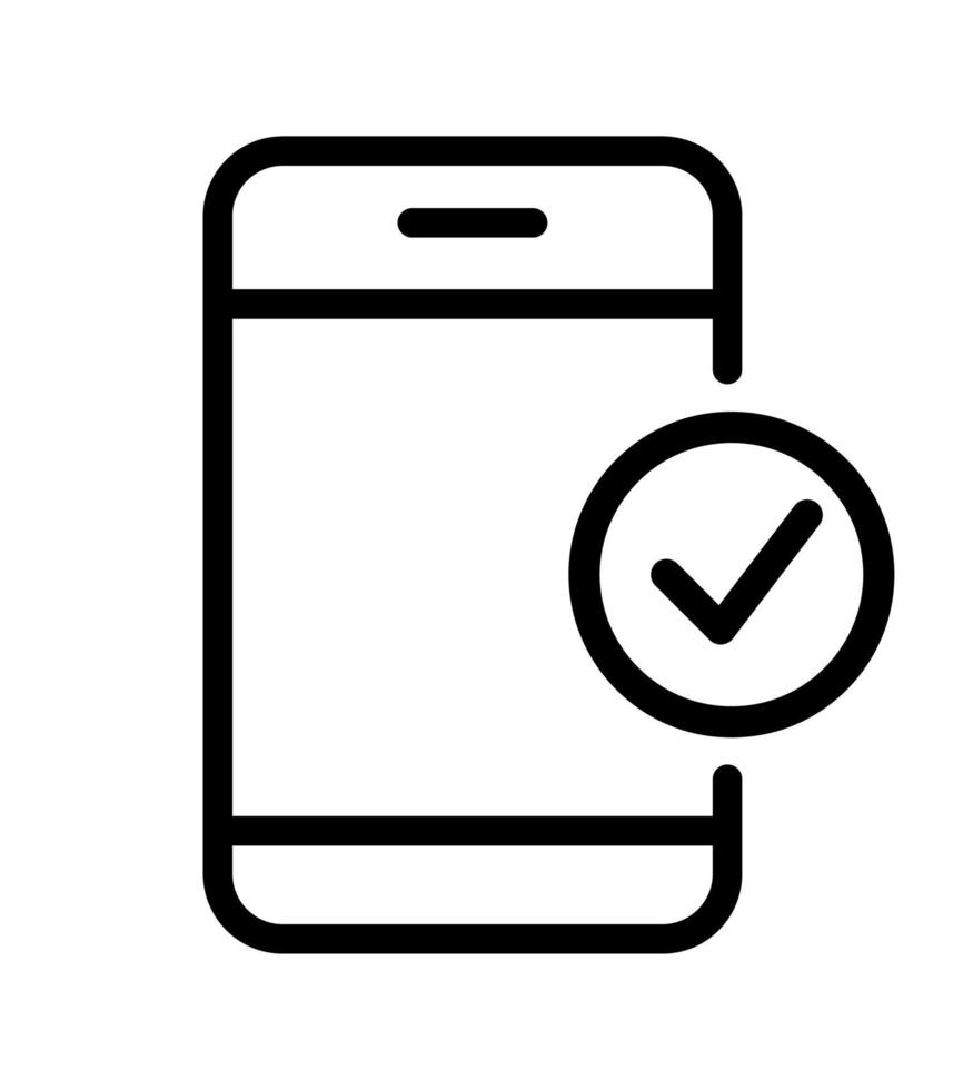 handysymbol mit erfolgreich abgeschlossener genehmigung oder akzeptierten ok-informationen. Vektor-Logo für mobile Zeichen für Web-App vektor