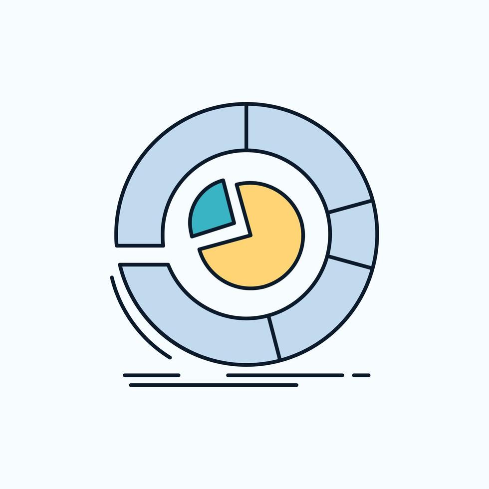 Analyse. Analytik. Geschäft. Diagramm. Kreisdiagramm flaches Symbol. grünes und gelbes zeichen und symbole für website und mobile anwendung. Vektor-Illustration vektor