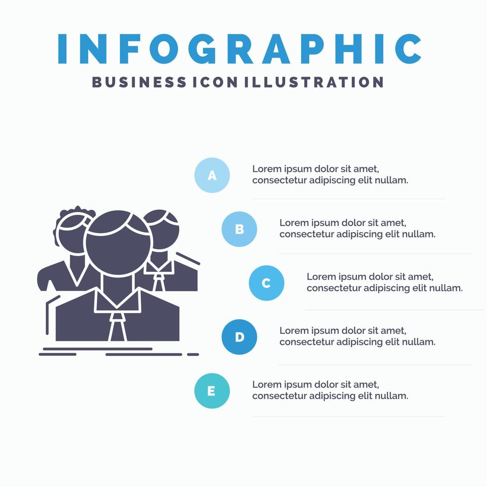 Gruppe. Mehrspieler. Personen. Mannschaft. Online-Infografik-Vorlage für Website und Präsentation. Glyph graues Symbol mit blauer Infografik-Stil-Vektorillustration. vektor