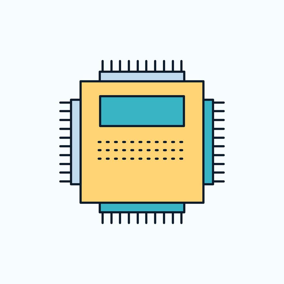 processor. hårdvara. dator. st. teknologi platt ikon. grön och gul tecken och symboler för hemsida och mobil tillämpning. vektor illustration