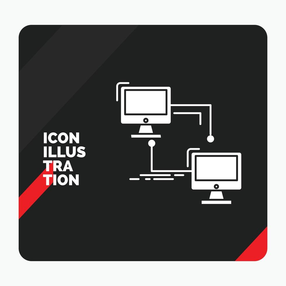 roter und schwarzer kreativer Präsentationshintergrund für Einheimische. lan. Verbindung. synchronisieren. Computer-Glyphe-Symbol vektor