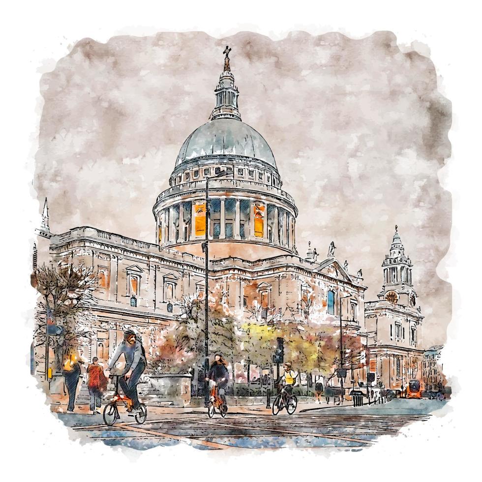 london großbritannien aquarell skizze handgezeichnete illustration vektor