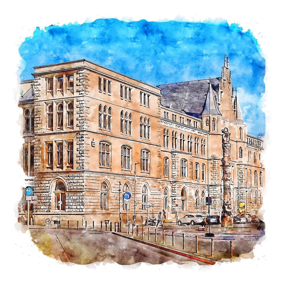 braunschweig deutschland aquarell skizze handgezeichnete illustration vektor