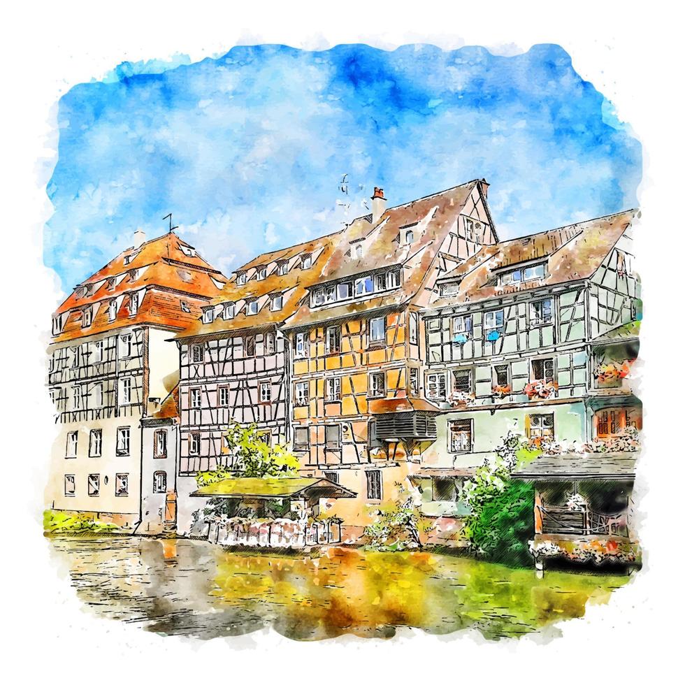 frankreich frankreich aquarell skizze handgezeichnete illustration vektor