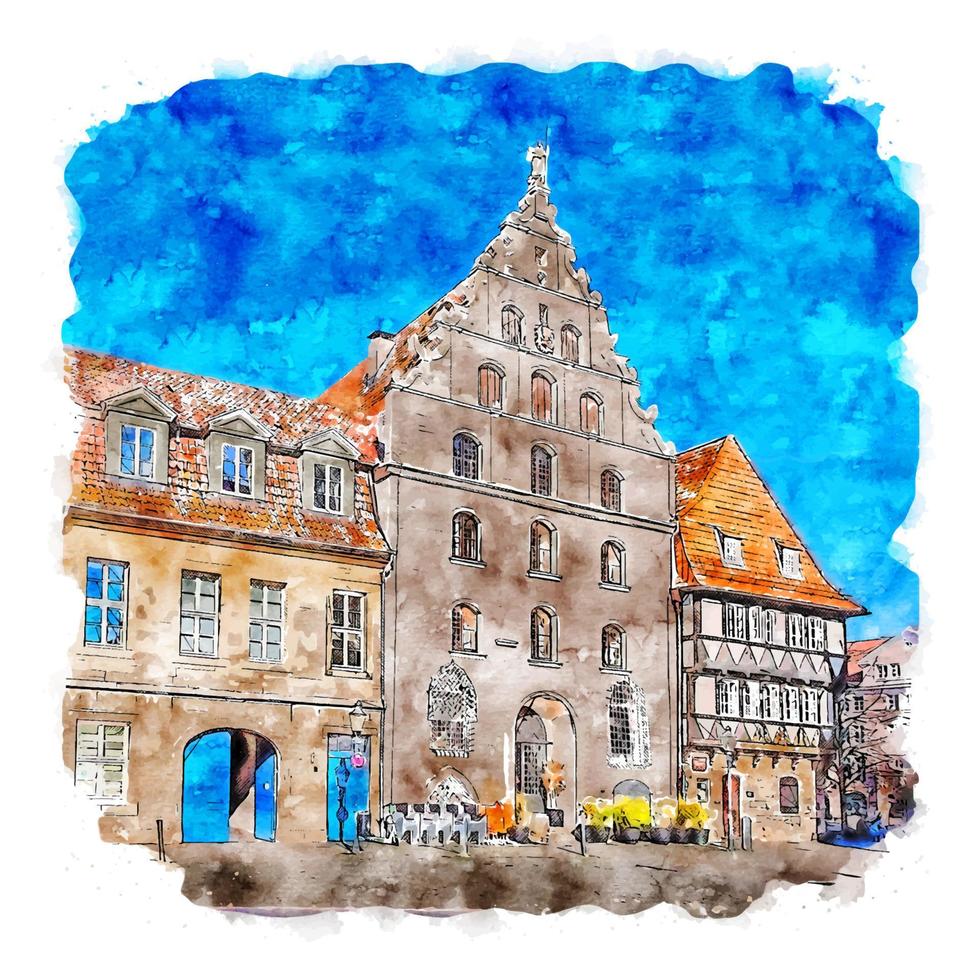 braunschweig deutschland aquarell skizze handgezeichnete illustration vektor