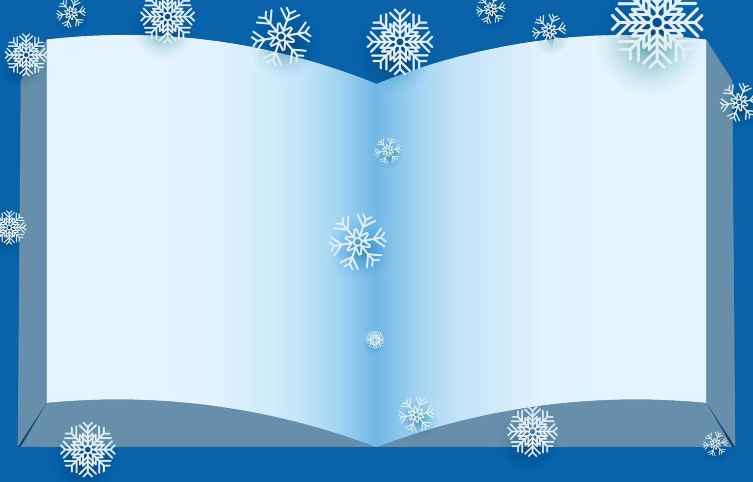 weihnachtshintergründe .hellblaues leeres buch verziert mit schneeflocken, vektorillustration von winterweihnachten und neujahr vektor