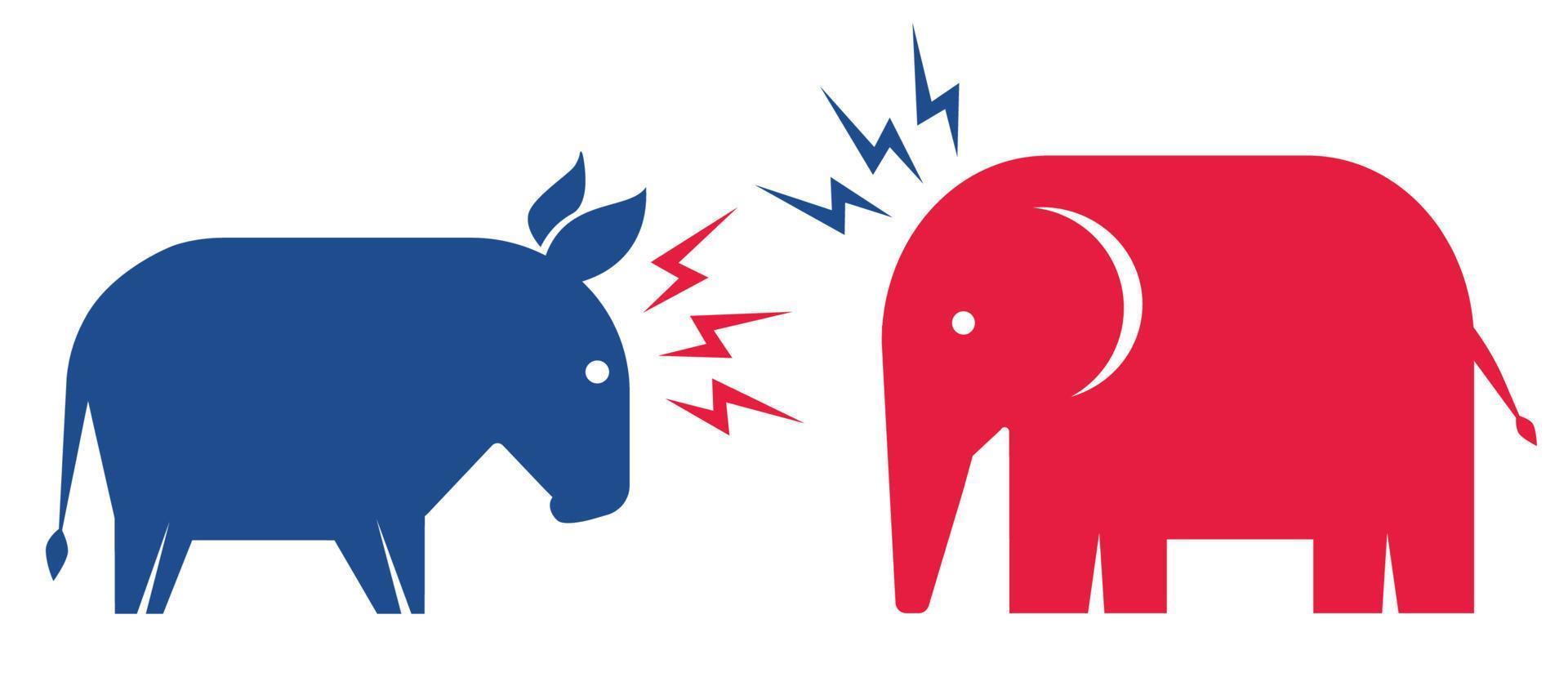 Esel und Elefant. Wahlen 2024. vektor