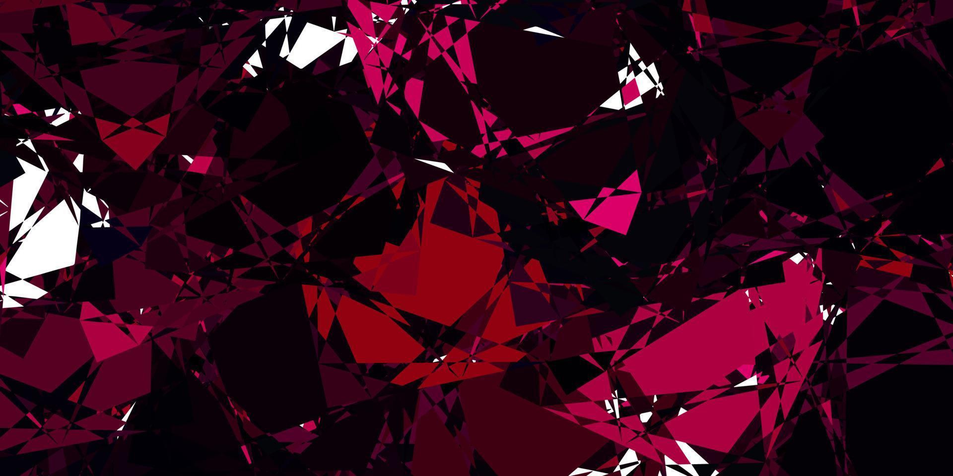 dunkelrosa Vektorhintergrund mit Dreiecken, Linien. vektor