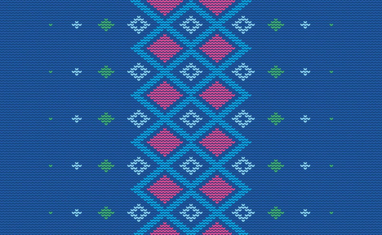 korsa sy etnisk mönster, vektor stickat sparre bakgrund, blå och rosa mönster indisk abstrakt design
