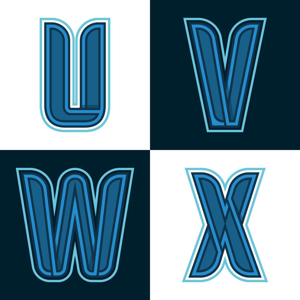 vektor uppsättning alfabet av typsnitt blå