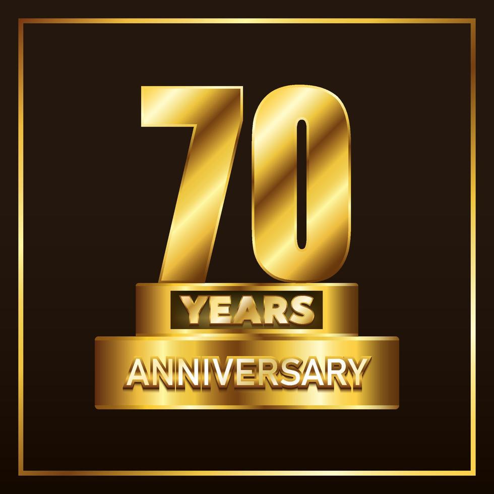 70 år årsdag logotyp trofé. guld årsdag firande emblem design för häfte, broschyr, tidskrift, broschyr, affisch, webb, inbjudan eller hälsning kort. vektor illustration