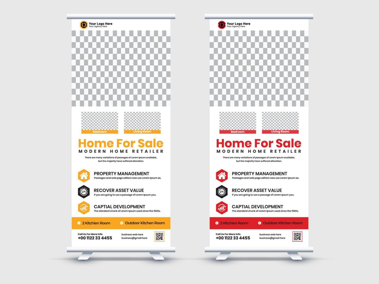 moderne und kreative immobilien-rollup-banner-vorlage kostenloser vektor