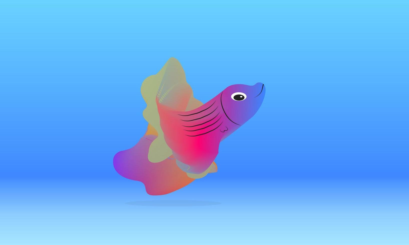 söt fisk karaktär isolerat på en blå bakgrund. tropisk under vattnet varelser. vektor design i tecknad serie stil med lutning Färg. eps10 vektor