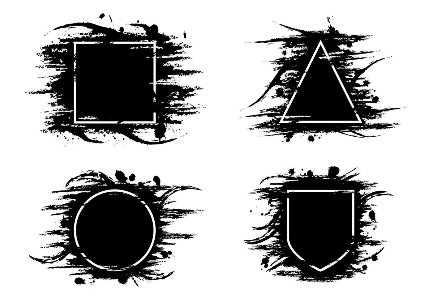 uppsättning av ram svart grunge abstrakt bakgrund mall vektor