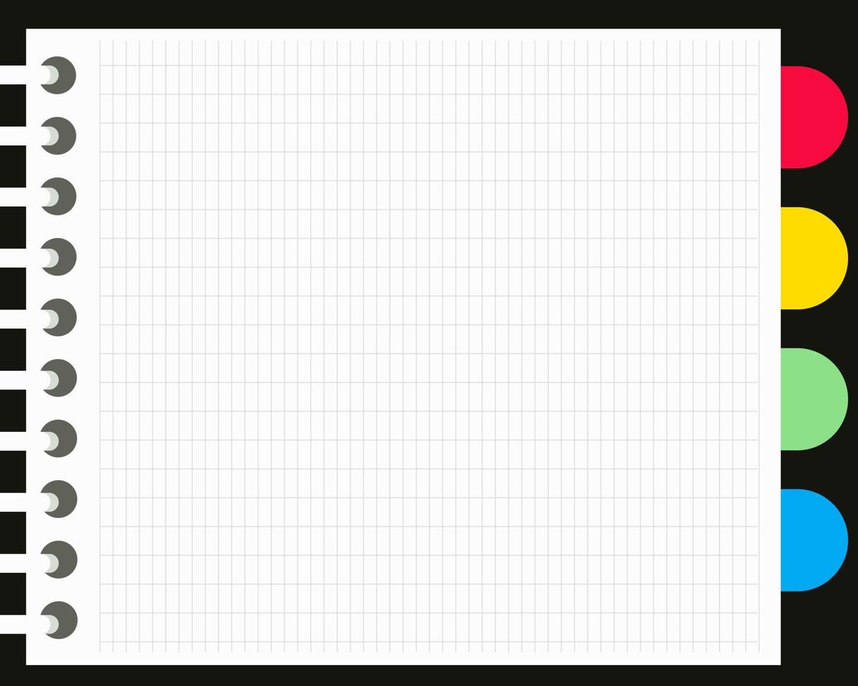 Draufsicht auf leeres Papier mit Rastern aus Notizbuch oder Organizer. Cartoon-Vektor-Stil für Ihr Design. vektor