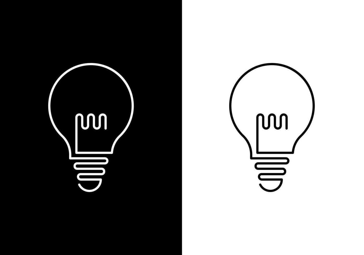 Glödlampa monogram ikon vektor, isolerat på vit och svart bakgrund. vektor