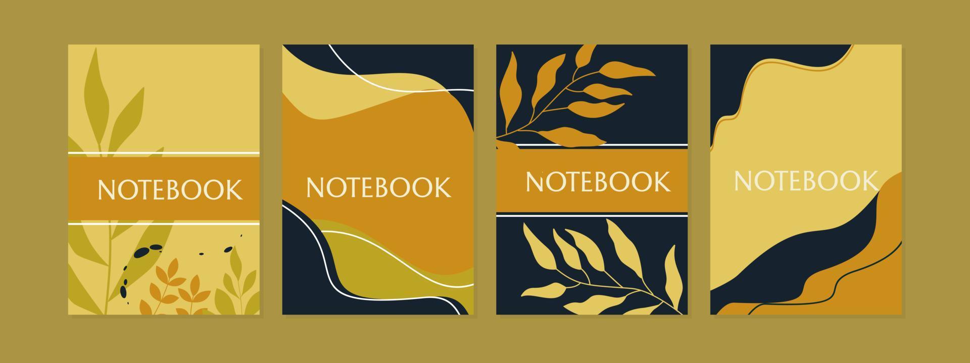 Notebook-Cover-Vorlagen. Universelle Layouts. Abstraktes botanisches Design. Für Planer, Broschüren, Zeitschriften, Bücher, Kataloge vektor