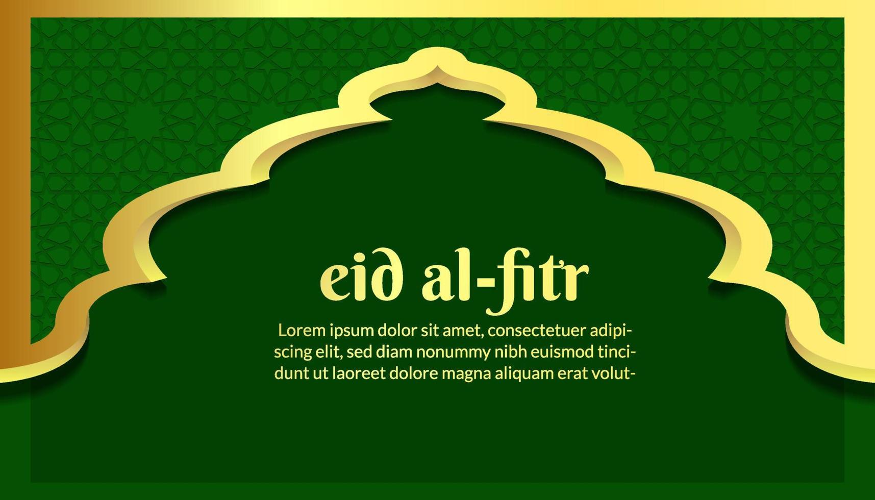 realistischer eid mubarak islamischer hintergrund mit grüner und goldener farbe vektor