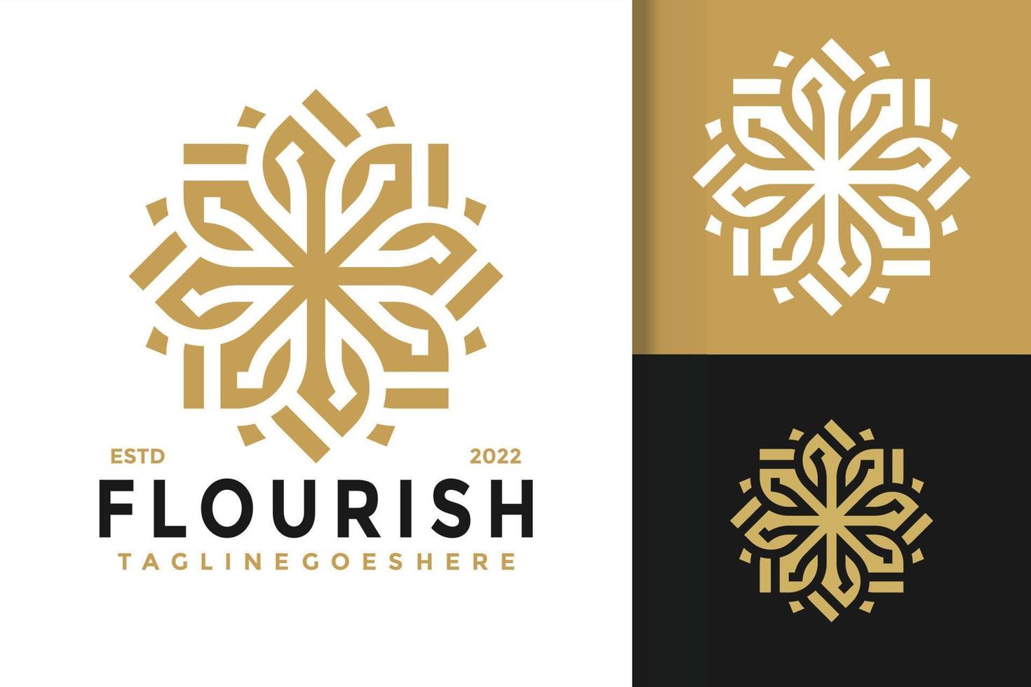 elegantes gedeihendes Blumenlogodesign, Markenidentitätslogovektor, modernes Logo, Logodesignvektorillustrationsschablone vektor