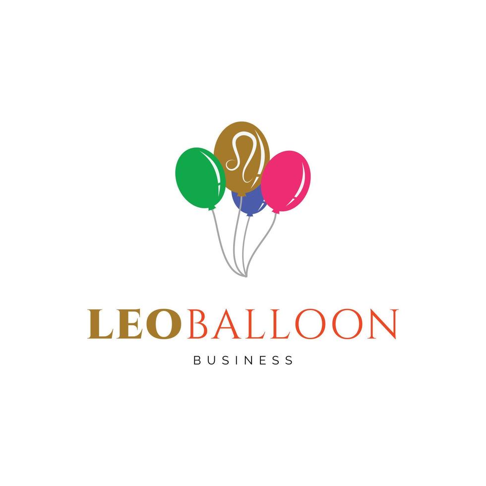 leo zodiaken med ballong ikon logotyp design mall vektor