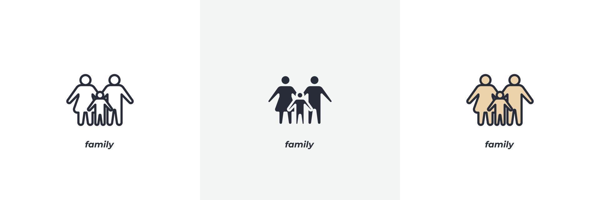 Familiensymbol. Linie, solider und gefüllter Umriss bunte Version, Umriss und gefülltes Vektorzeichen. ideensymbol, logoillustration. Vektorgrafiken vektor