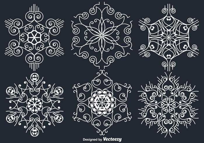 Vit Ornamental White Snowflakes vektor