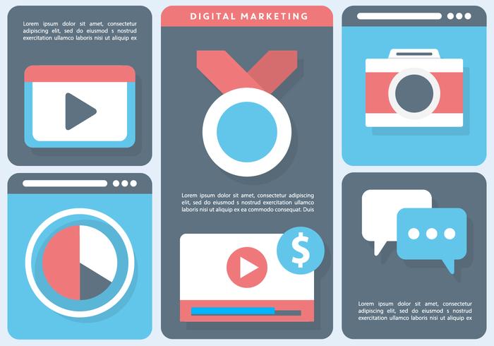 Gratis Flat Digital Marketing Vector Illustration