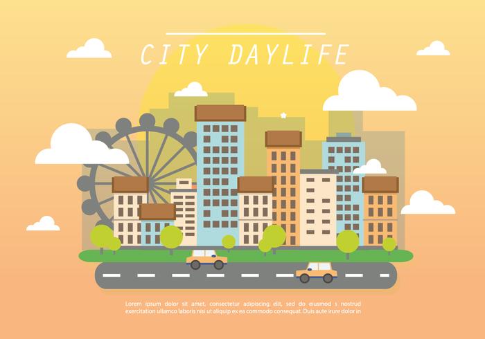 Flat City Daylife Vector Bakgrund