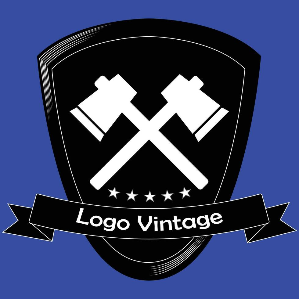 ein Vintage-Logo des Emblems von zwei Äxten vektor