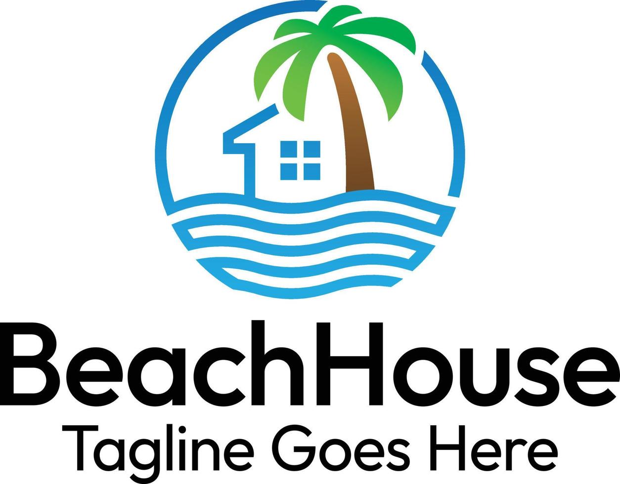 beach house logotyp vektor