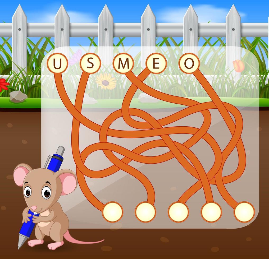 Logik-Puzzle-Spiel zum Englischlernen mit der Maus vektor