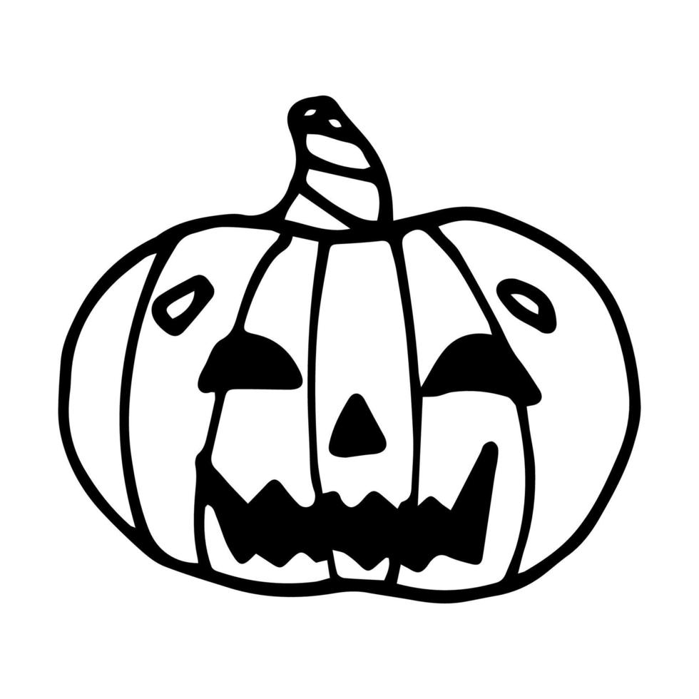 Halloween-Kürbis-Doodle-Stil-Vektor-Illustration isoliert auf weißem Hintergrund vektor