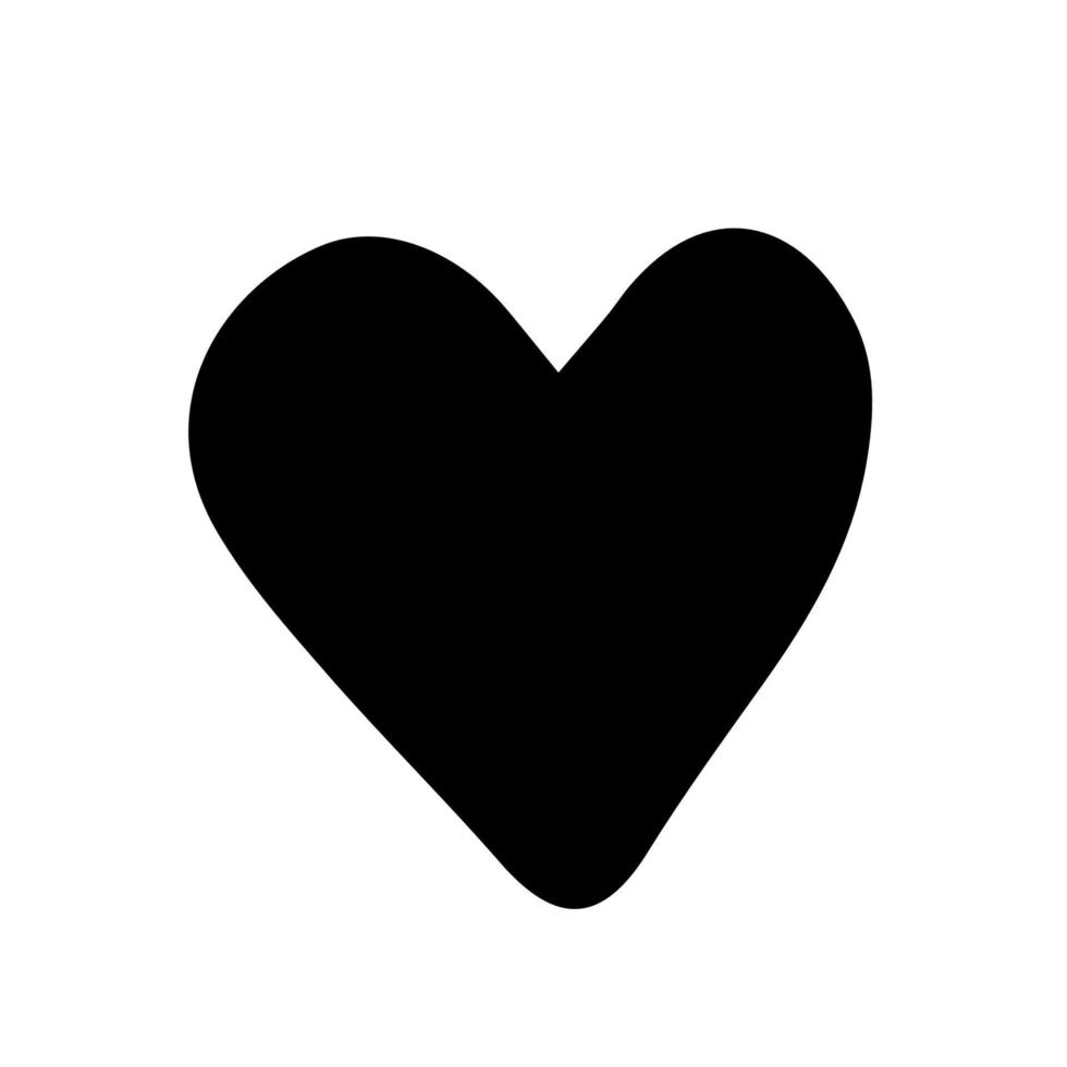 svart hjärta silhuett klotter stil vektor illustration isolerat på vit