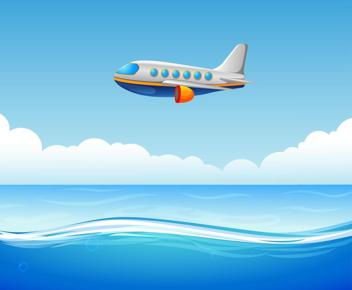 en kommersiell plan flygande över hav vektor