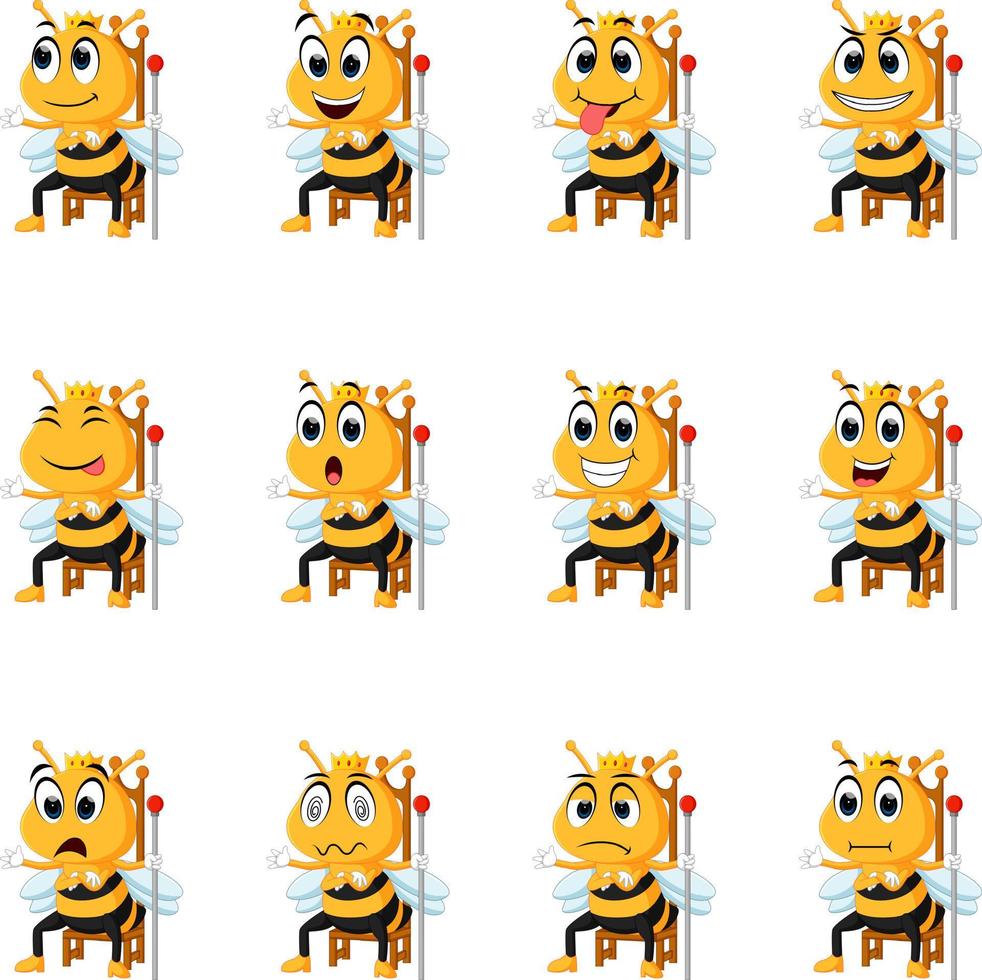 Biene mit unterschiedlichen Gesichtsausdrücken vektor