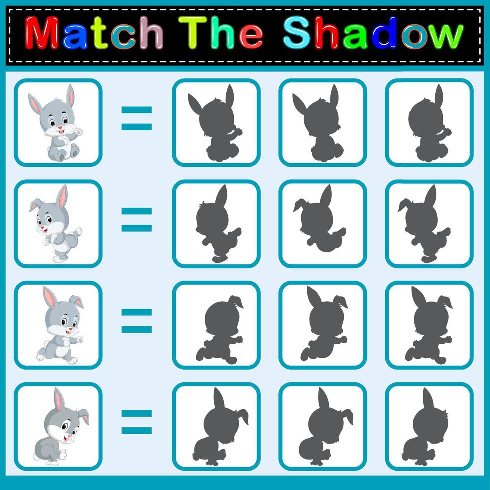 Finden Sie den richtigen Schatten des Kaninchens vektor